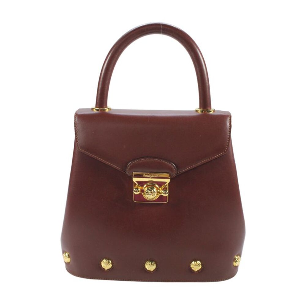 Salvatore Ferragamo Women's Leather Gold Hardware Tote Handbag Brown